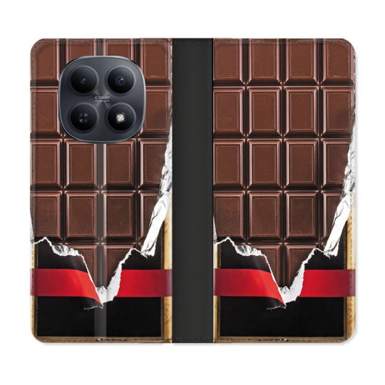 Housse Cuir Portefeuille Pour Xiaomi Redmi Note 15 5G Texture Trompe Oeil Chocolat