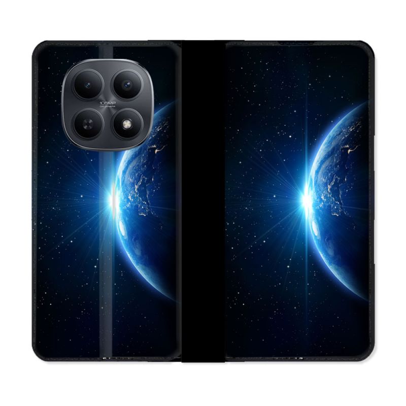 Housse Cuir Portefeuille Pour Xiaomi Redmi Note 15 5G Univers Planete Terre