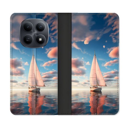 Housse Cuir Portefeuille Pour Xiaomi Redmi Note 15 5G Voyage Voilier Reflet