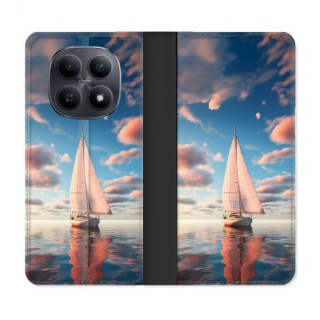 Housse Cuir Portefeuille Pour Xiaomi Redmi Note 15 5G Voyage Voilier Reflet
