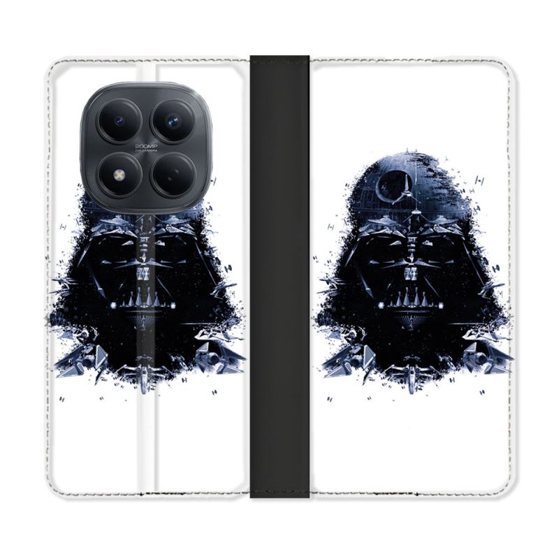 Housse Cuir Portefeuille Pour Xiaomi Redmi Note 15 Pro 4G Star Wars - Dark Vador Blanc