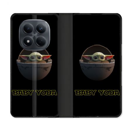 Housse Cuir Portefeuille Pour Xiaomi Redmi Note 15 Pro 4G Star Wars - Yoda bebe noir