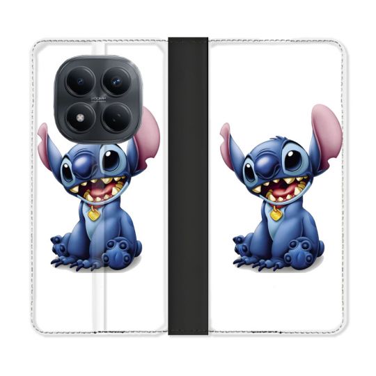 Housse Cuir Portefeuille Pour Xiaomi Redmi Note 15 Pro 4G Stitch Blanc