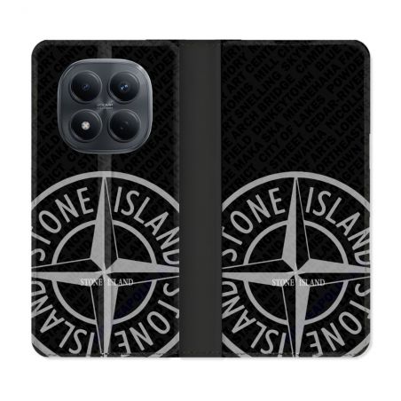 Housse Cuir Portefeuille Pour Xiaomi Redmi Note 15 Pro 4G Stone Island Gris