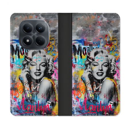 Housse Cuir Portefeuille Pour Xiaomi Redmi Note 15 Pro 4G Street Art Maryline Monroe