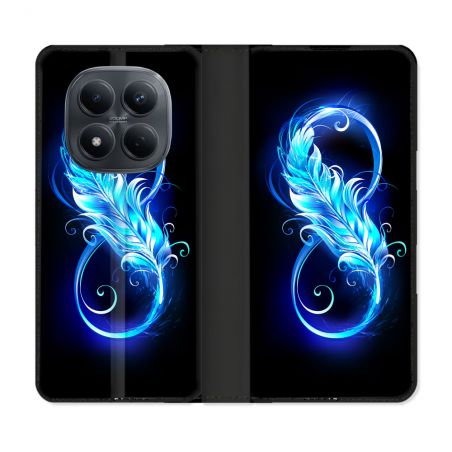 Housse Cuir Portefeuille Pour Xiaomi Redmi Note 15 Pro 4G Texture Plume Infini Bleu