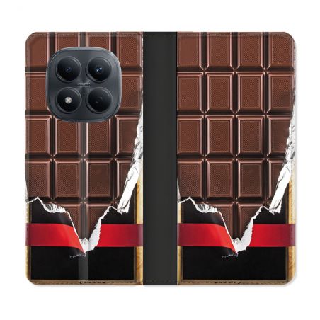 Housse Cuir Portefeuille Pour Xiaomi Redmi Note 15 Pro 4G Texture Trompe Oeil Chocolat