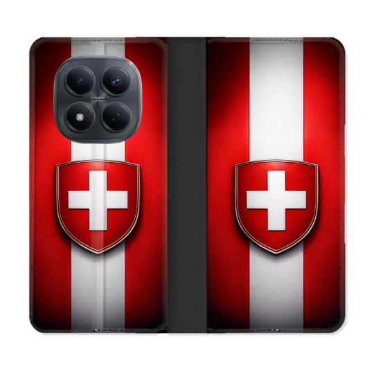 Housse Cuir Portefeuille Pour Xiaomi Redmi Note 15 Pro 4G Voyage Drapeau Suisse