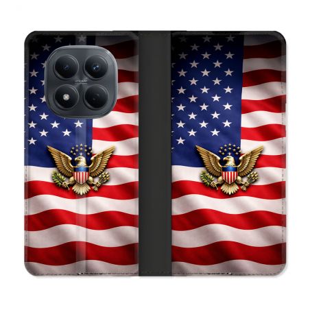 Housse Cuir Portefeuille Pour Xiaomi Redmi Note 15 Pro 4G Voyage Drapeau USA Etats Unis