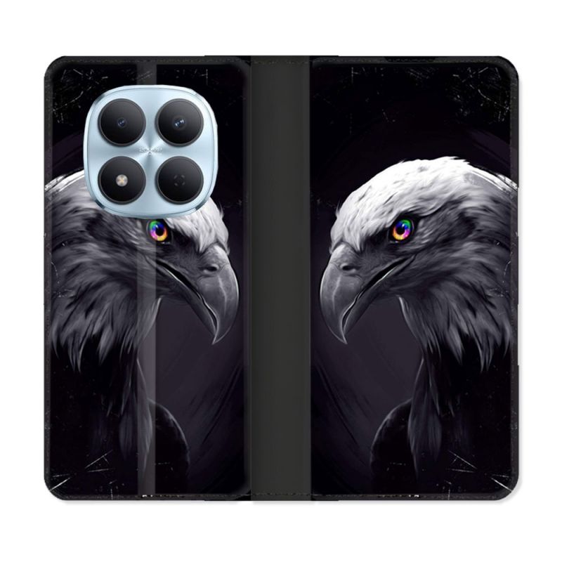 Housse Cuir Portefeuille Pour Xiaomi Redmi Note 15 Pro 5G Animal Aigle Royal Noir