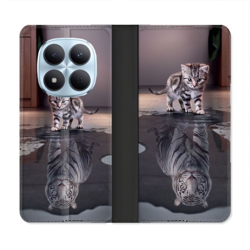 Housse Cuir Portefeuille Pour Xiaomi Redmi Note 15 Pro 5G Animal Chat Reflet