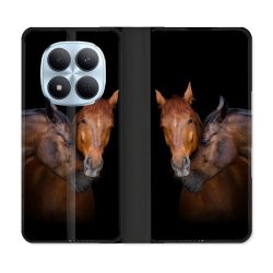 Housse Cuir Portefeuille Pour Xiaomi Redmi Note 15 Pro 5G Animal Cheval Marron