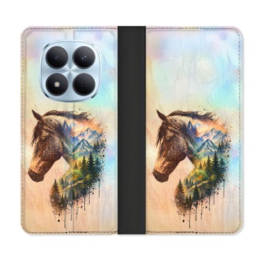 Housse Cuir Portefeuille Pour Xiaomi Redmi Note 15 Pro 5G Animal Cheval Montagne