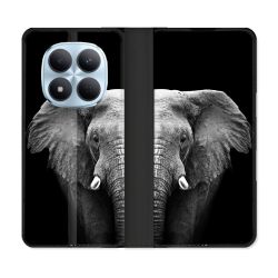 Housse Cuir Portefeuille Pour Xiaomi Redmi Note 15 Pro 5G Animal Elephant Noir