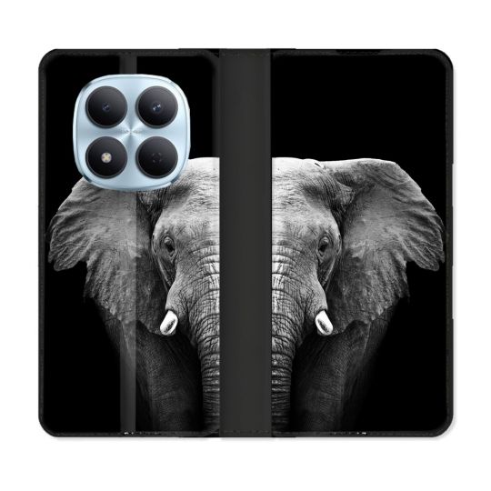 Housse Cuir Portefeuille Pour Xiaomi Redmi Note 15 Pro 5G Animal Elephant Noir
