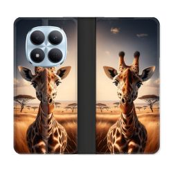 Housse Cuir Portefeuille Pour Xiaomi Redmi Note 15 Pro 5G Animal Girafe Savane