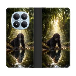 Housse Cuir Portefeuille Pour Xiaomi Redmi Note 15 Pro 5G Animal Gorille Reflet