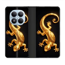 Housse Cuir Portefeuille Pour Xiaomi Redmi Note 15 Pro 5G Animal Lezard Noir 2026