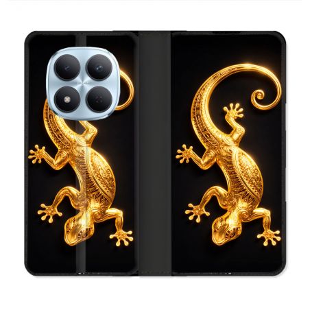 Housse Cuir Portefeuille Pour Xiaomi Redmi Note 15 Pro 5G Animal Lezard Noir 2026
