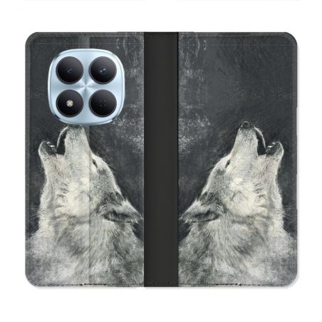 Housse Cuir Portefeuille Pour Xiaomi Redmi Note 15 Pro 5G Animal Loup Hurlement