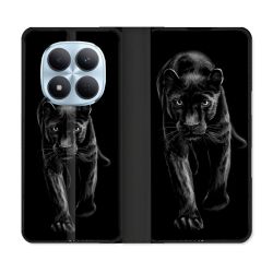 Housse Cuir Portefeuille Pour Xiaomi Redmi Note 15 Pro 5G Animal Panthère Noire