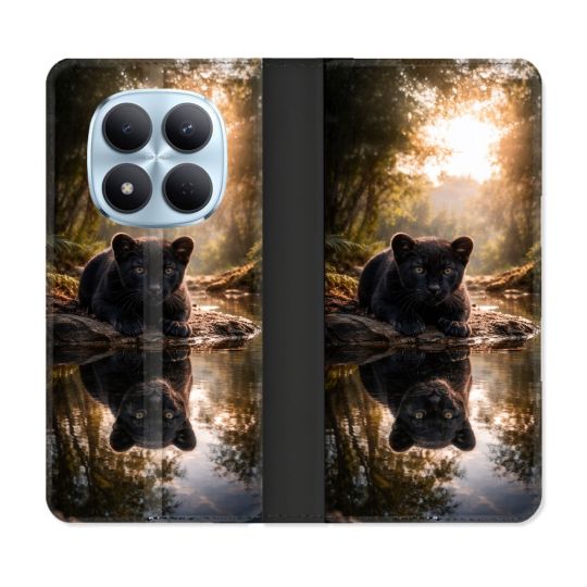 Housse Cuir Portefeuille Pour Xiaomi Redmi Note 15 Pro 5G Animal Panthère Reflet