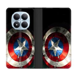Housse Cuir Portefeuille Pour Xiaomi Redmi Note 15 Pro 5G Captain America Bouclier