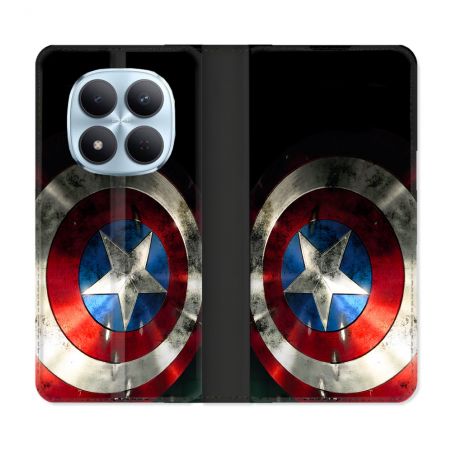 Housse Cuir Portefeuille Pour Xiaomi Redmi Note 15 Pro 5G Captain America Bouclier