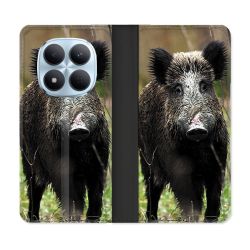 Housse Cuir Portefeuille Pour Xiaomi Redmi Note 15 Pro 5G Chasse Sanglier bois