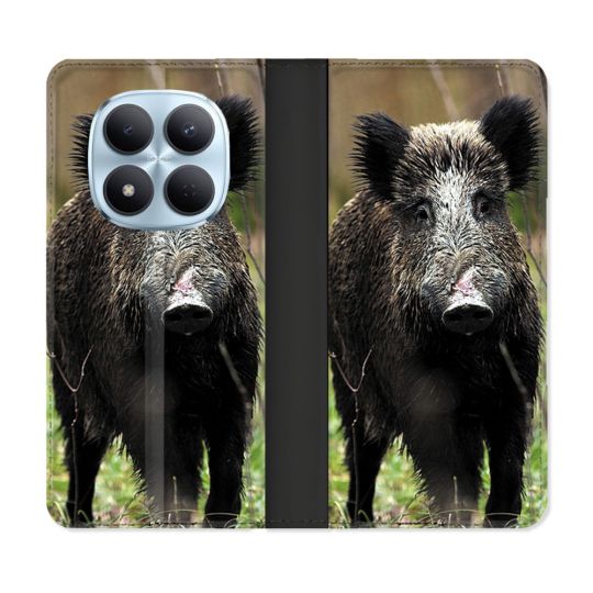 Housse Cuir Portefeuille Pour Xiaomi Redmi Note 15 Pro 5G Chasse Sanglier bois