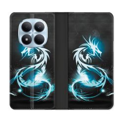 Housse Cuir Portefeuille Pour Xiaomi Redmi Note 15 Pro 5G Fantastique Dragon Bleu