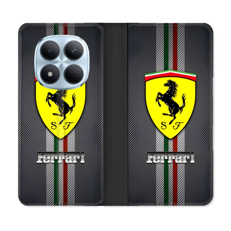 Housse Cuir Portefeuille Pour Xiaomi Redmi Note 15 Pro 5G Ferrari Carbone