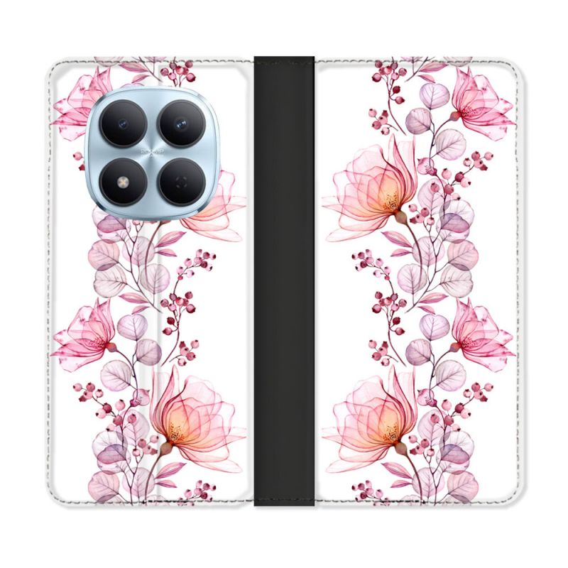 Housse Cuir Portefeuille Pour Xiaomi Redmi Note 15 Pro 5G Fleur Eclosion