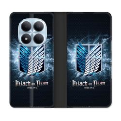 Housse Cuir Portefeuille Pour Xiaomi Redmi Note 15 Pro 5G Manga Attaque Titans Noir