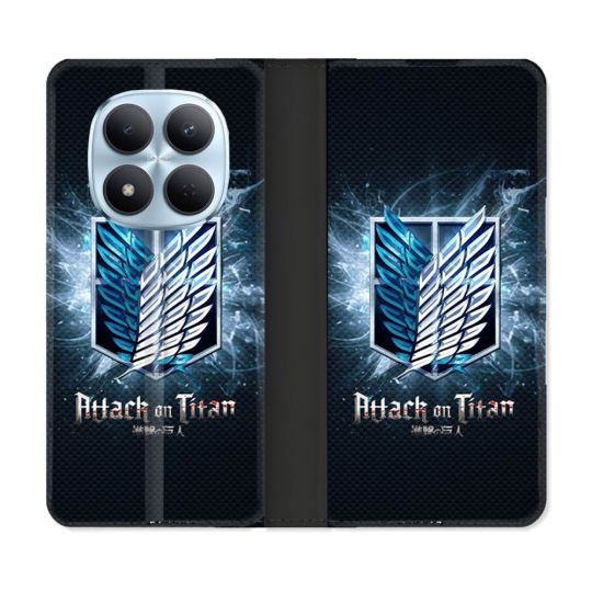 Housse Cuir Portefeuille Pour Xiaomi Redmi Note 15 Pro 5G Manga Attaque Titans Noir