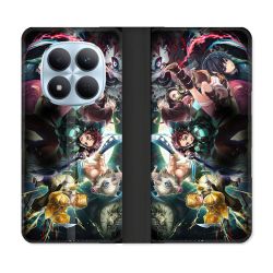 Housse Cuir Portefeuille Pour Xiaomi Redmi Note 15 Pro 5G Manga Demon Slayer Groupe