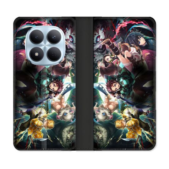 Housse Cuir Portefeuille Pour Xiaomi Redmi Note 15 Pro 5G Manga Demon Slayer Groupe