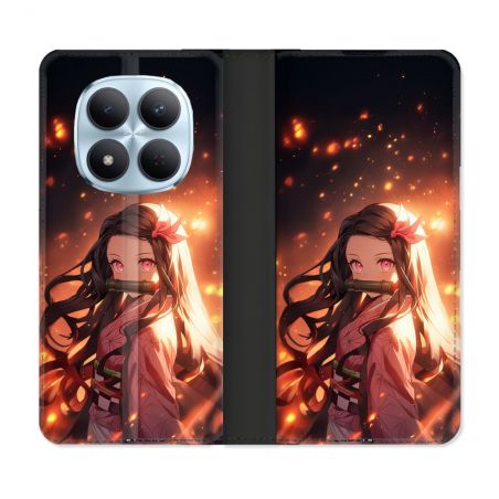 Housse Cuir Portefeuille Pour Xiaomi Redmi Note 15 Pro 5G Manga Demon Slayer Nezuko Rose
