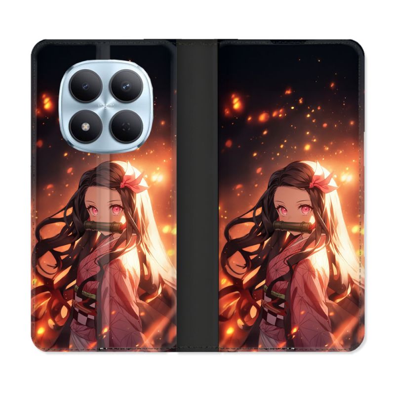 Housse Cuir Portefeuille Pour Xiaomi Redmi Note 15 Pro 5G Manga Demon Slayer Nezuko Rose