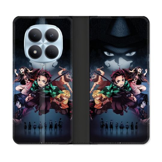 Housse Cuir Portefeuille Pour Xiaomi Redmi Note 15 Pro 5G Manga Demon Slayer Noir