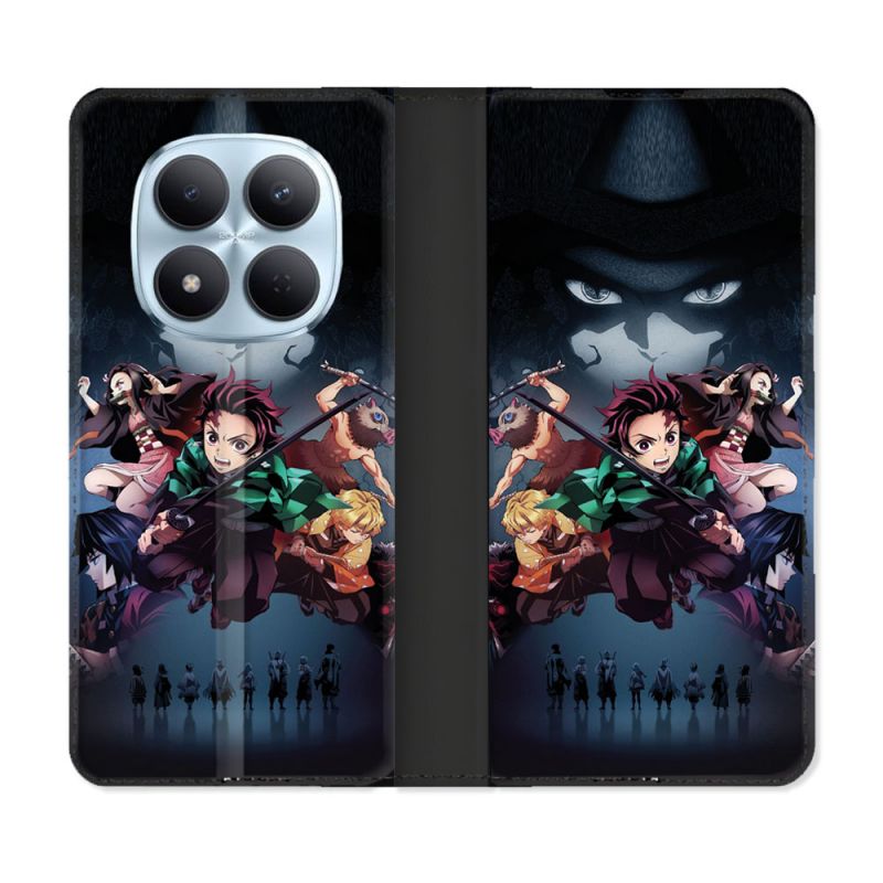 Housse Cuir Portefeuille Pour Xiaomi Redmi Note 15 Pro 5G Manga Demon Slayer Noir