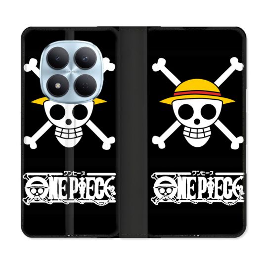 Housse Cuir Portefeuille Pour Xiaomi Redmi Note 15 Pro 5G Manga One Piece Tete de Mort