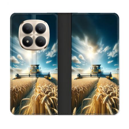 Housse Cuir Portefeuille Pour Xiaomi Redmi Note 15 Pro Plus 5G Agriculture Moissonneuse Blé