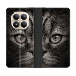 Housse Cuir Portefeuille Pour Xiaomi Redmi Note 15 Pro Plus 5G Animal Chat Gris