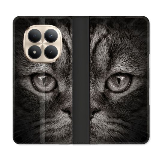 Housse Cuir Portefeuille Pour Xiaomi Redmi Note 15 Pro Plus 5G Animal Chat Gris