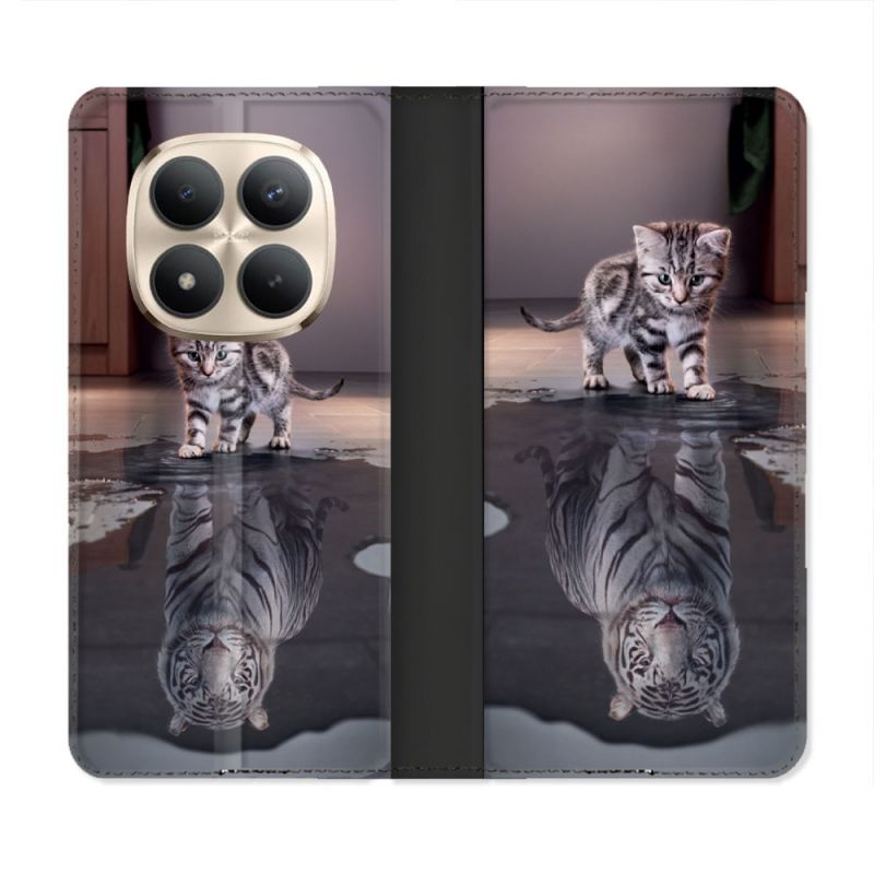 Housse Cuir Portefeuille Pour Xiaomi Redmi Note 15 Pro Plus 5G Animal Chat Reflet