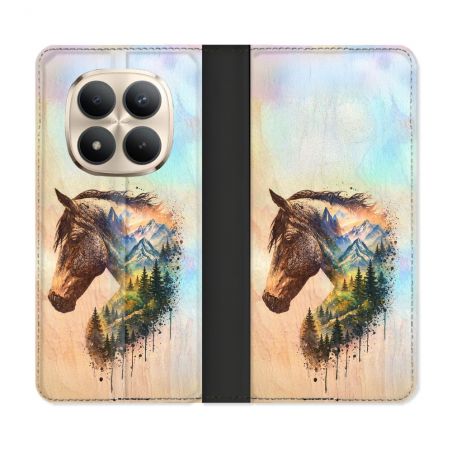 Housse Cuir Portefeuille Pour Xiaomi Redmi Note 15 Pro Plus 5G Animal Cheval Montagne