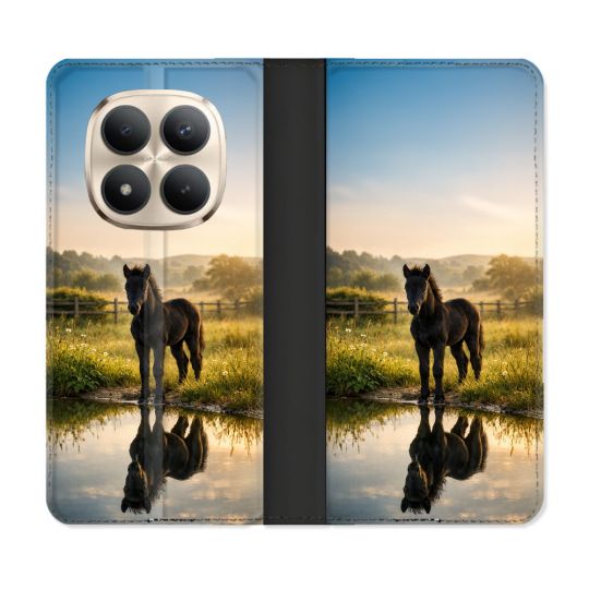 Housse Cuir Portefeuille Pour Xiaomi Redmi Note 15 Pro Plus 5G Animal Cheval Reflet