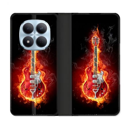 Housse Cuir Portefeuille Pour Xiaomi Redmi Note 15 Pro 5G Musique Guitare Electrique