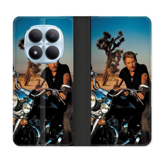Housse Cuir Portefeuille Pour Xiaomi Redmi Note 15 Pro 5G Musique Johnny Hallyday Moto
